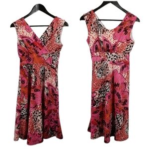 Gilmour Vibrant Pink Patterned Women's Sleeveless Dress Size Small